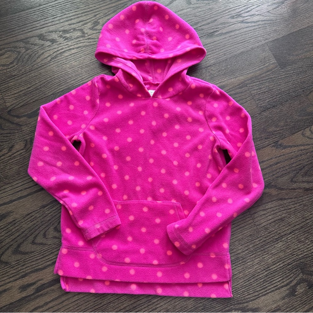 Buy One Get One Free: Girls Fleece Polka Dots Pink Hoodie Size 7/8 Years